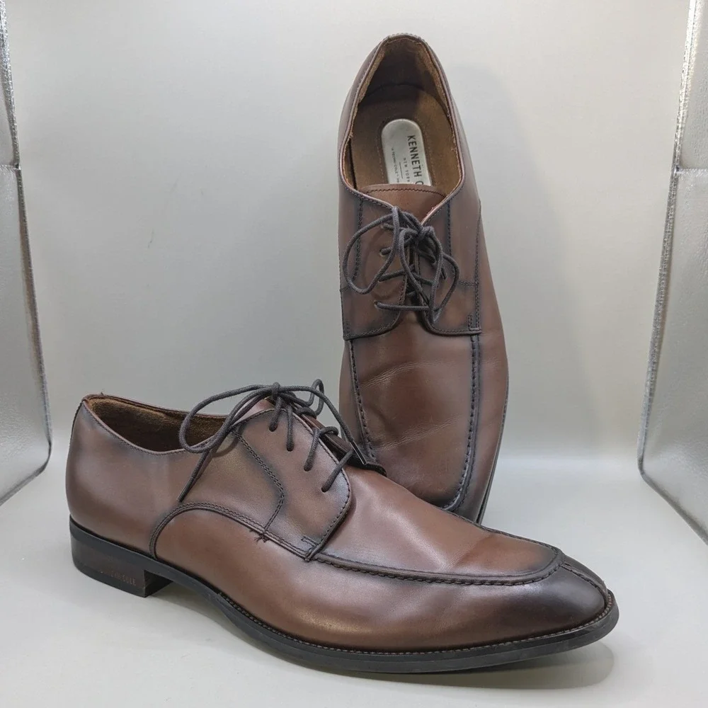 Kenneth Cole New York Sebastian Lace Up Brown Leather Mens Dress Shoe Size 13